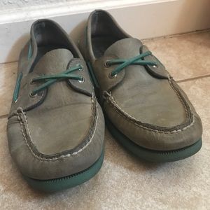 Exclusive Gray/Teal Leather Sperry Top-Siders